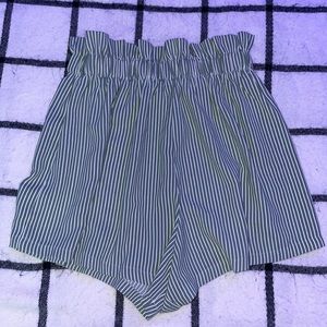 Green and White Striped Shorts